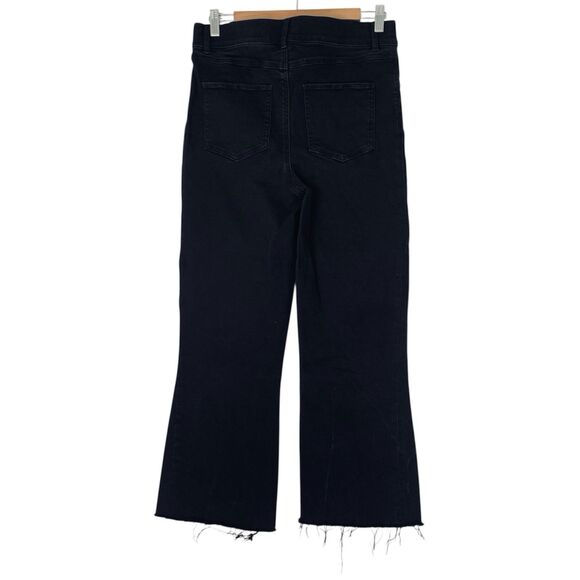 Spanx Cropped Flare Jeans Womens Large Black Raw Hem Pull On Stretch Denim - Picture 3 of 11